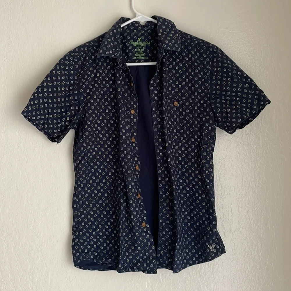 Patterned Short Sleeve Button Up - Picture 1 of 5